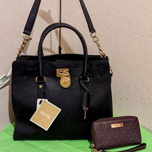 Michael Kors Large Hamilton Tote Shoulderbag Satchel Carryall with  MK Wallet